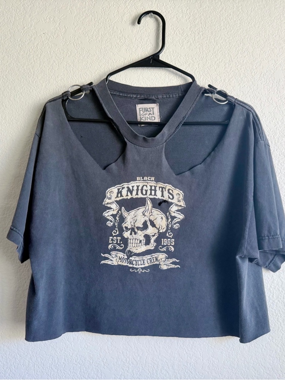 Furst of a Kind Black Knights Skull Crop Tee